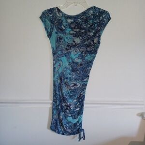 Classique Teal And‎ Blue Paisley Form-fitting Beautiful Dress Sz Med